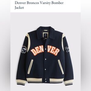 Vintage NFL Denver Broncos, varsity bomber letterman quilted coat jacket
